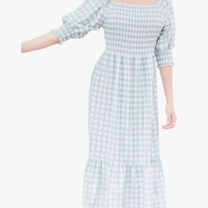 Michelle McDowell Gathered goods Nadia Dress M Medium Blue Gingham Smocked NWT